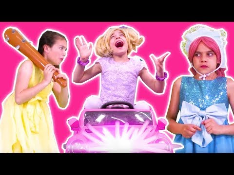 ESME GOES BACK TO THE FUTURE: Time Travel In Power Wheels Car - Princesses In Real Life | Kiddyzuzaa