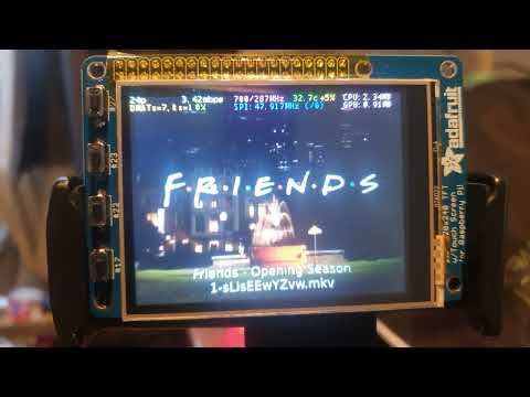 Rpi Zero 2 TFT screen playing 'freinds' at 24 frames per second.
