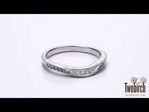 0.18 Ct. Knife Edged Vintage Filigree Curved Wedding Band - TwoBirch - TB-CR-0125-WG-D