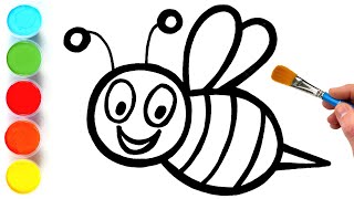 Bumble Bee Drawing, Painting and Coloring for Kids, Toddlers | How to Draw Insect Animals