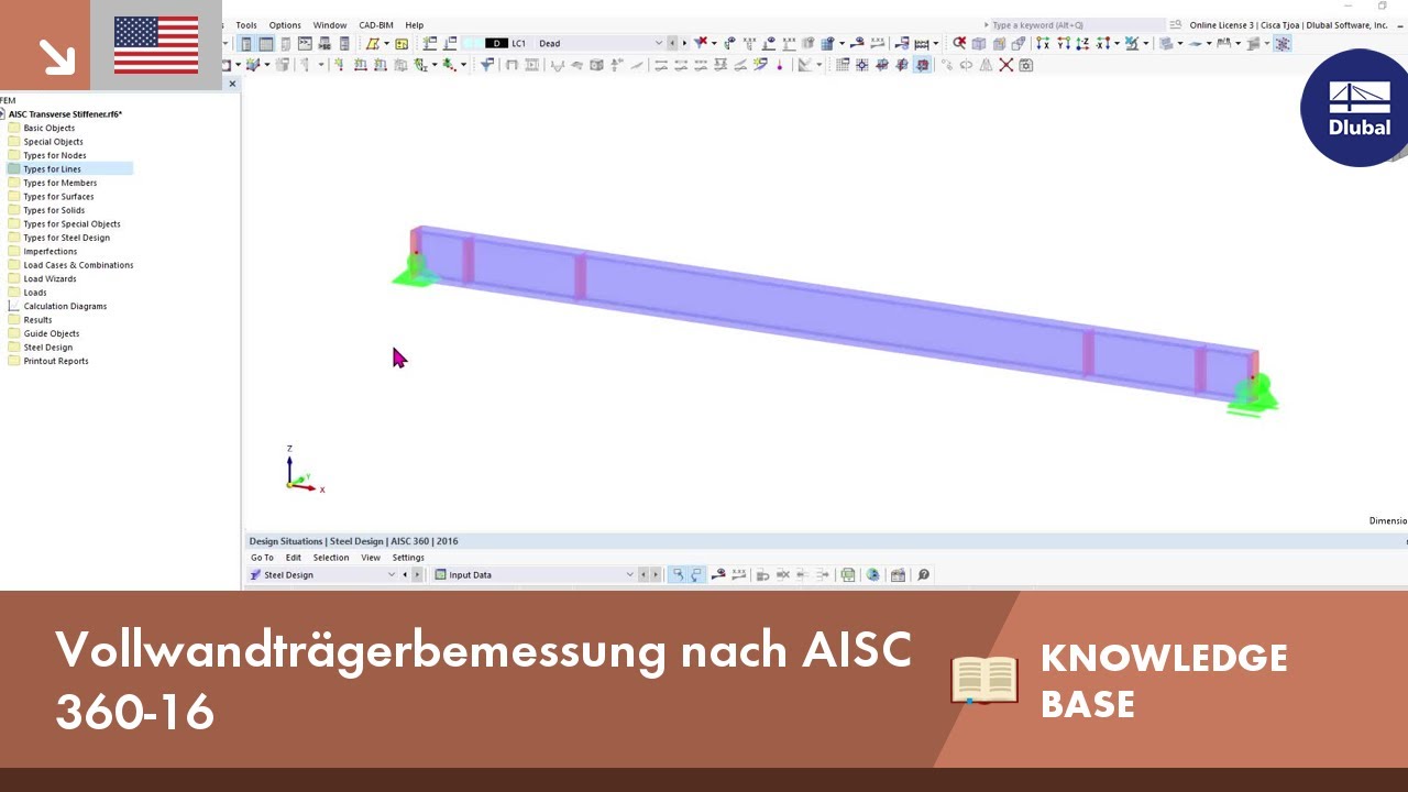 KB 001861 | Bemessung eines Vollwandträgers nach AISC 360-16