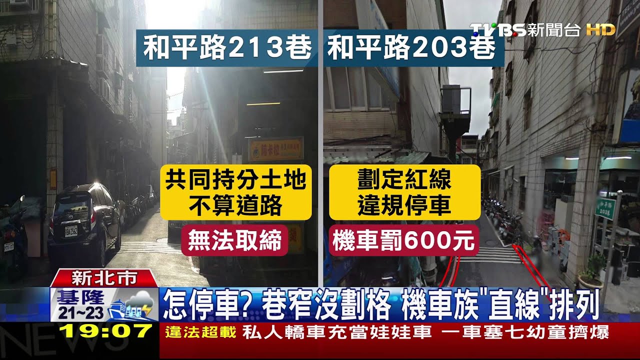 怎停車？巷窄沒劃格　機車族「直線」排列