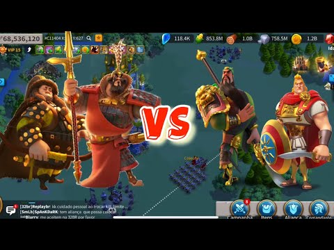 Xiang Yu/Genghis Khan vs Guan Yu/Alexander - no equip - Rise of Kingdoms RoK