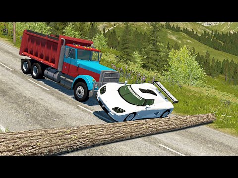 Mobil vs Fallen Tree - BeamNG Drive