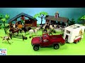 Horse Trailer Schleich and Farm Animals Barn Stable Playset Video