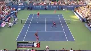 Serena/Venus vs Safarova/Pavlyuchenkova 2013 US Open Highlights
