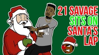 21 Savage Sits on Santa's Lap