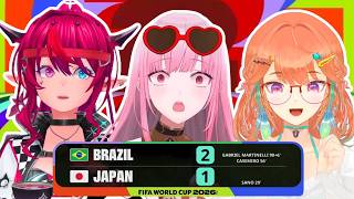 Kiara, Irys and Calli react to Japan losing to Brazil with a last minute goal