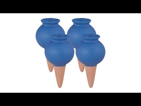 Waterdruppelaar planten set van 4 blauw - bruin - keramiek - 6 x 12 x 6 cm