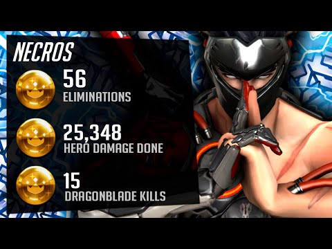 Fastest Genji Necros Goes Insane with - 56 elims! [ Overwatch Season 30 Top 500 ]