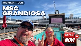 MSC Grandiosa Ship Tour (Port Canaveral) | Galleria LED Ceiling, Dining, Spa, Pools & More