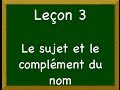 Leçon 3 Le sujet et le complément du nom