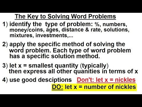 Algebra - Ch. 2: Word Problem (1 of 46) What is the Key to Solving Word Problems?