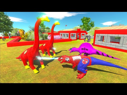 2X FLASH BRACHIO vs 2X BUMBLEBEE SPINO vs PJ MASKS CATBOY DRAGON - Animal Revolt Battle Simulator