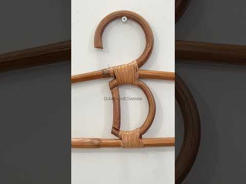 Brown wooden eco friendly cloth hanger in cane with lacqured...
