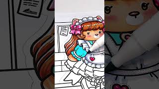 ✨️ Lolita Waitress - Glitter StickerOutline Effect | Cozy Fashion Coloring Book by Jade Summer