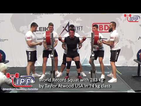 World Record Squat with 283 kg by Taylor Atwood USA in 74 kg class