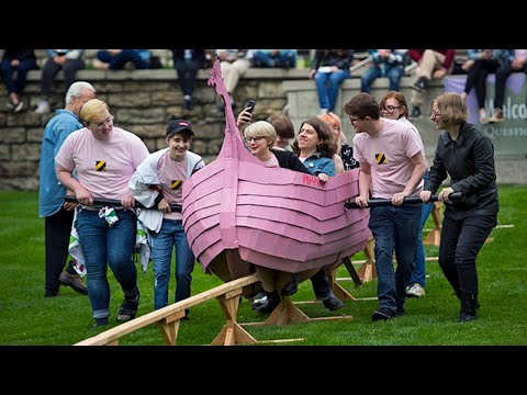 Cardboard vehicles take to the rail at the Kansas City Art Institute