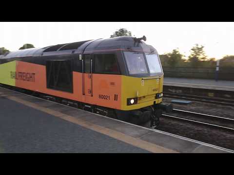60 021 working 6N45 GBRF Drax/Tyne at Church Fenton. 24/09/2018.
