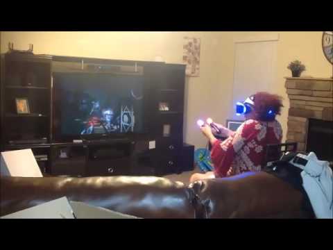 Grandma playing Playstation VR freaking out!
