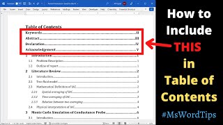 How to add section/heading before Table of Contents into Table of Contents [2022]