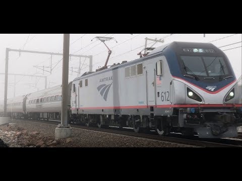 Amtrak 88 emerges from the fog in Niantic, CT!