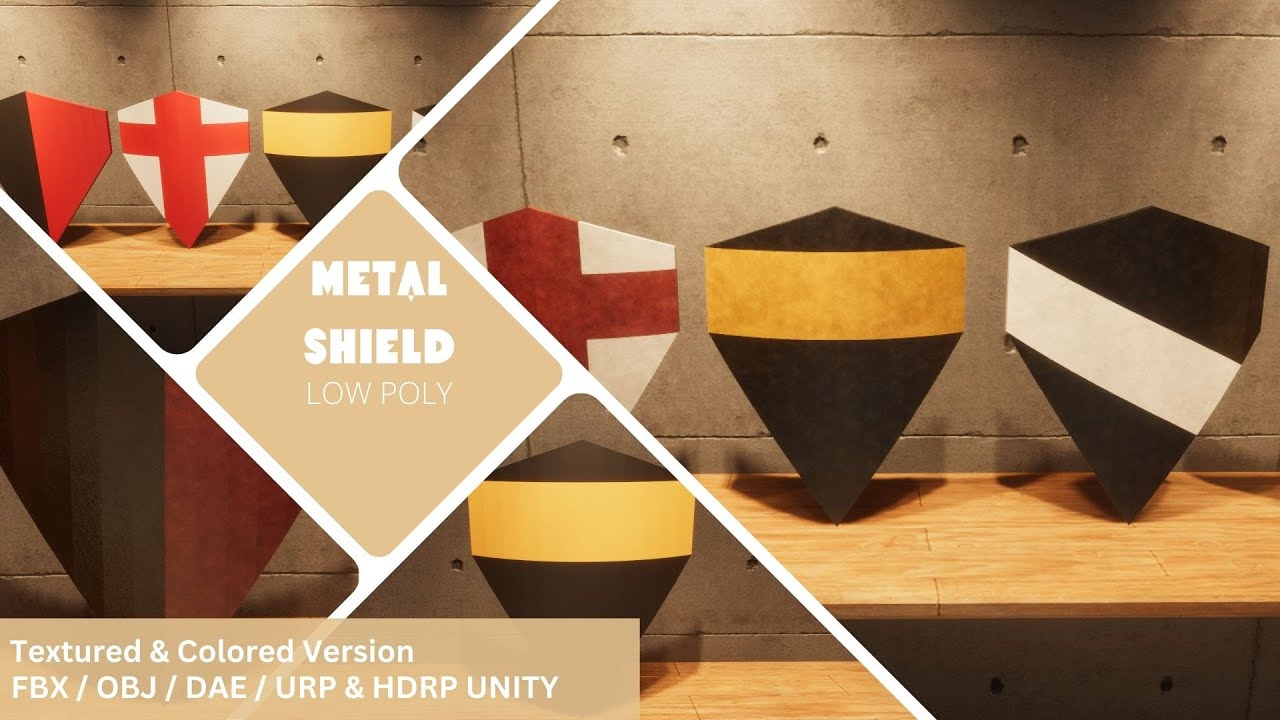 Metal Shield - Lowpoly Textured and Colorbased 3D Model
