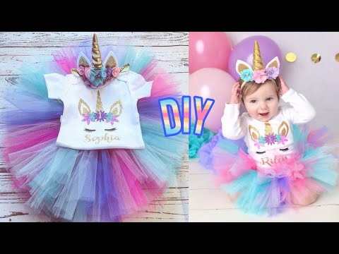 DIY Unicorn skirt &shirt for themed birthday||No sew...