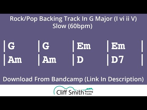 G Major - Slow Rock Backing Track - I vi ii V (60bpm)