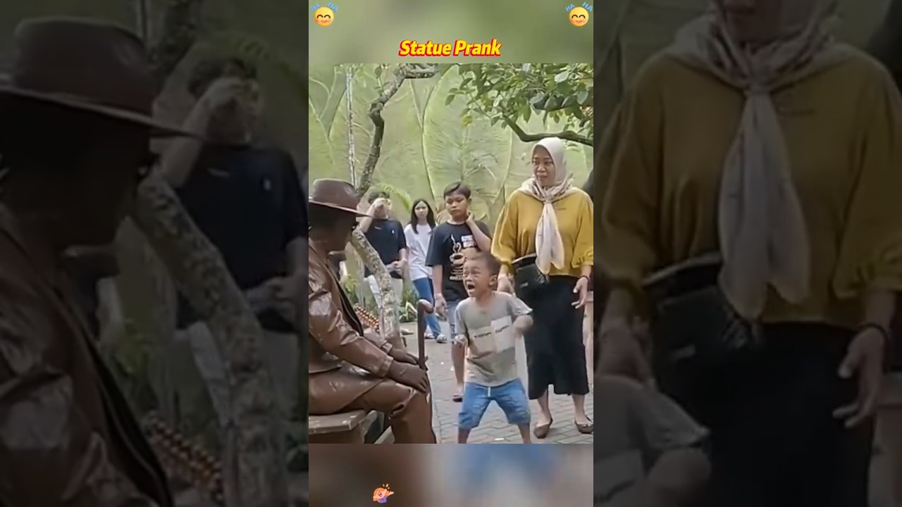 estátua humana - susto em criança #engraçado #videos