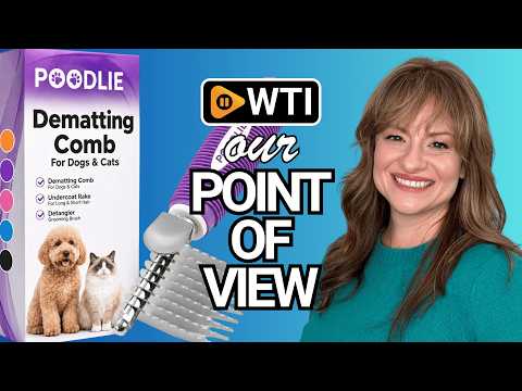 Poodle Dematting Fur Rake Comb Brush for Dogs and Cats - Long 2.5" Steel Safety Blades Metal Comb for Detangling Matted or Knotted Undercoat Hair Purple Dematting Comb - WTI product video review