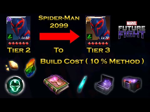 Spider-Man 2099 Tier 2 To Tier 3 Build Cost Information for Beginners - Marvel Future Fight