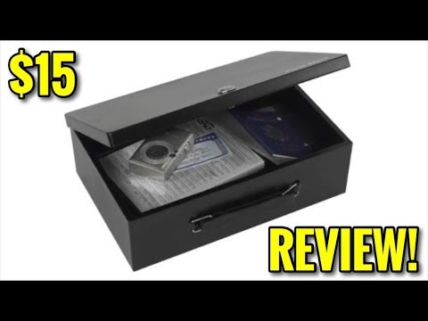 Mini Key‑Lock Safe Box, Metal Money Safe Cabinet with Coin Slot, Small Security Safe for Home, Office, Savings(Brown) video review thumbnail