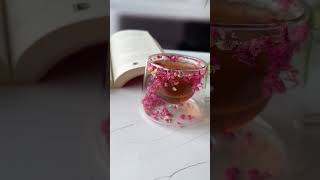 Чашка с ручкой "Сухоцветы", с двойными стенками , розовая , 180 мл