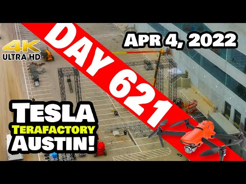 GIGA TEXAS IS GOING FULL CYBER RODEO! - Tesla Gigafactory Austin 4K  Day 621 - 4/4/22 - Tesla  Texas