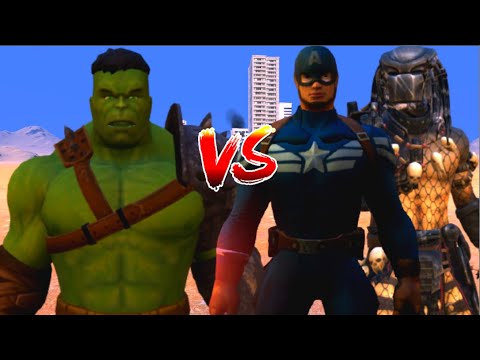 100 Hulk vs 1000 Captain america and 1000 Predator (Marvel vs Marvel)