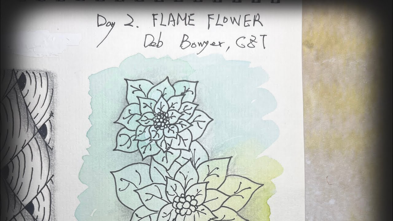 Inktober Tangles 2023, Day2 FLAME FLOWER by Deb Bowyer, CZT