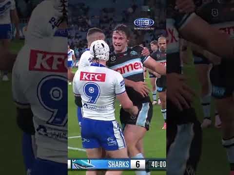 Boys having a cuddle at the break, play on. #NRLBulldogsSharks #9WWOS #NRL