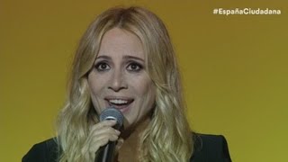 Marta Sánchez canta el himno nacional en un acto de Ciudadanos