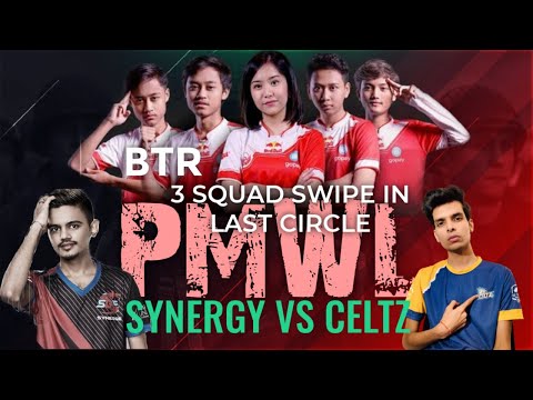 BTR amazing 3squad swipe in last zone and get chicken|Celts vs synergy fight in pmwl week3 Day2