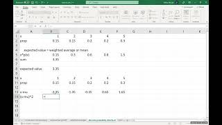 Calculating Expected Value and Standard Deviation for Discrete Probability Distributions with Excel