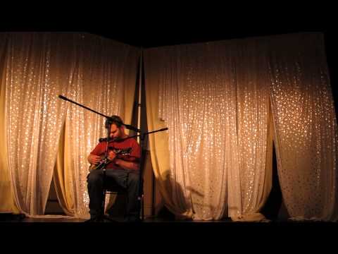 Scott playing mandolin at Camp Bar open mic, may 25 2014