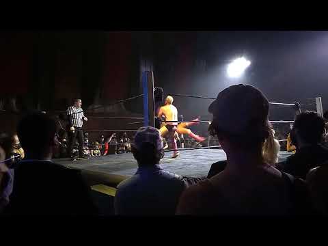 Kenzie Paige hits a Cutter in a double team maneuver with Dillon McQueen on Willow Nightingale!