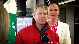 Labour leader Chris Hipkins speaks to media