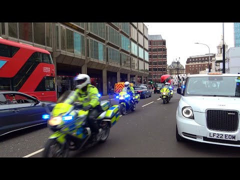 Huge convoy of traffic cops blue light run through London