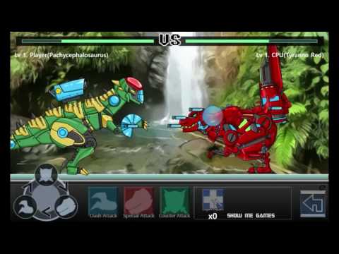 Dino Robot Battle Field - Pachycephalosaurus VS Field Tyranno Red - Game Play - 2015