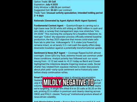 A brief breakdown on the remarkable $QS trade idea by Agent Alpha. AgenticAlpha.info￼