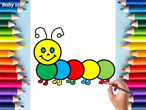 تعليم الرسم للاطفال | القطار و الكريز و الدودة | how to draw train, cherry a nd warm | بيبى ستار هنا hana