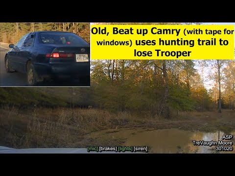 OLD TOYOTA CAMRY loses Trooper in the Deer Woods! Goes off-road on hunting trail to flee from CHASE