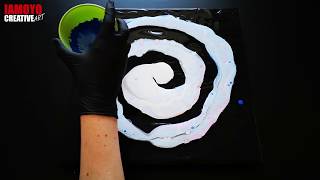 Acrylic Pour Painting Spiral 🌀 Easy Funnel Technique &amp; Negative Space